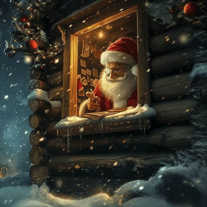 Papa Noel escribiendo la carta