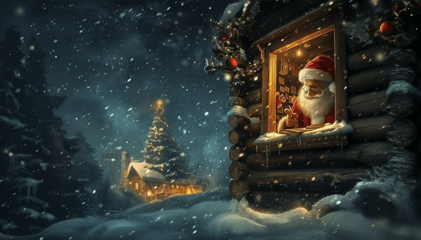 Papa Noel escribiendo la carta