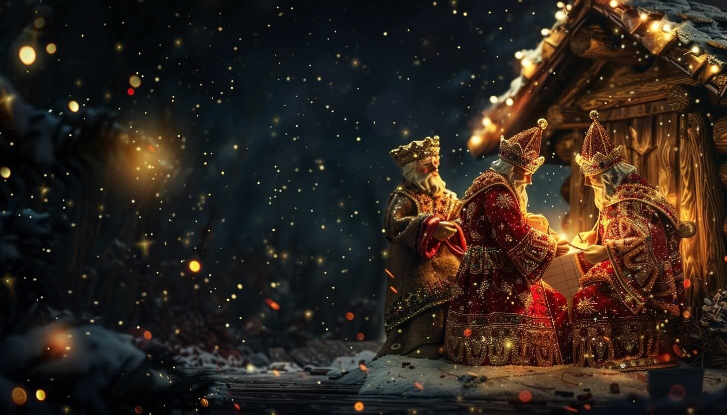Reyes magos escribiendo la carta