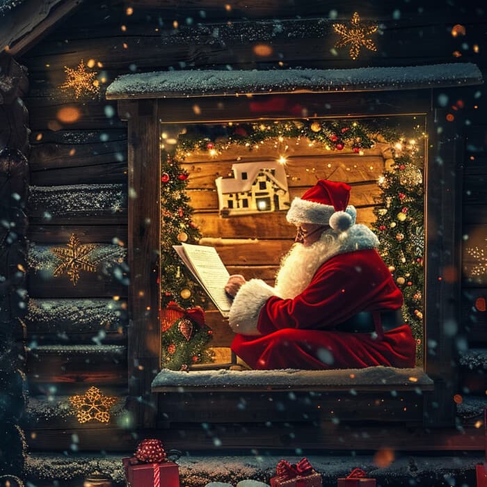 Santa Claus escribiendo la carta