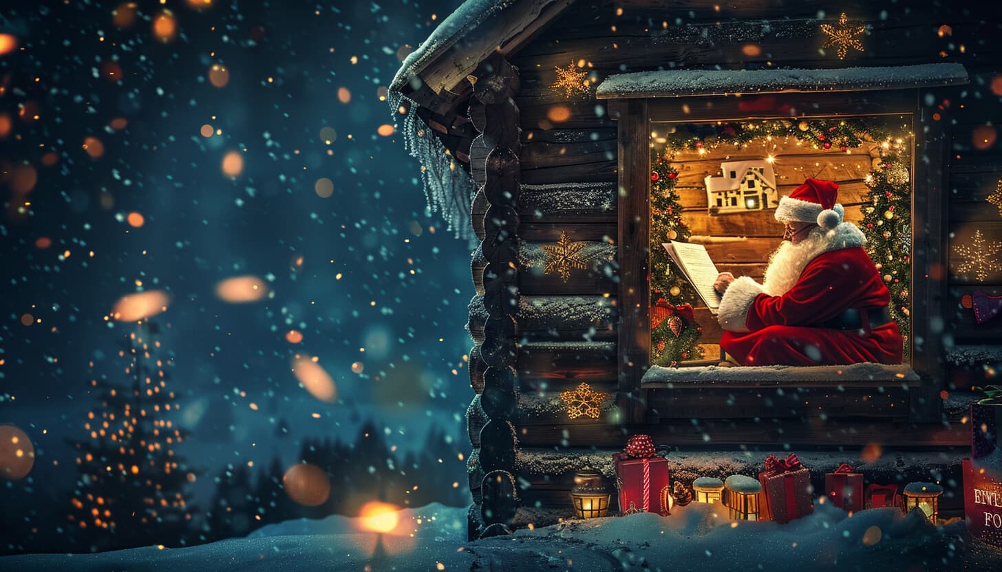 Santa Claus escribiendo la carta