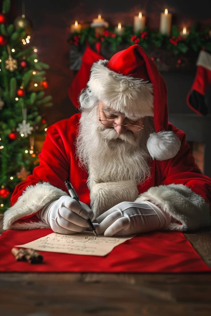 Santa Claus escribiendo la carta